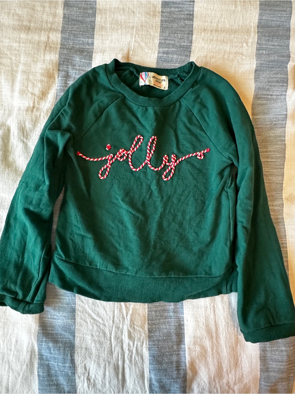 Green 'Jolly' Crewneck Sweatshirt for Kids